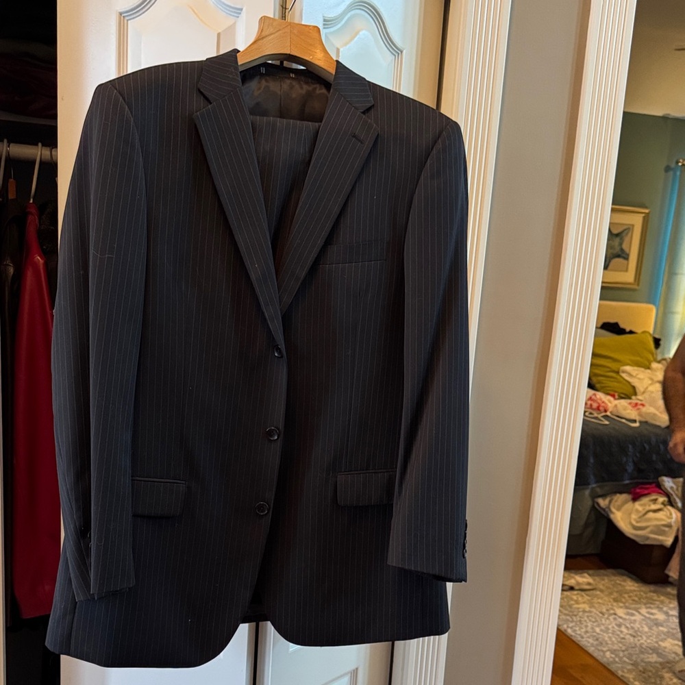 Emanuel Ungaro Charcoal Pinstripe Suit Jacket